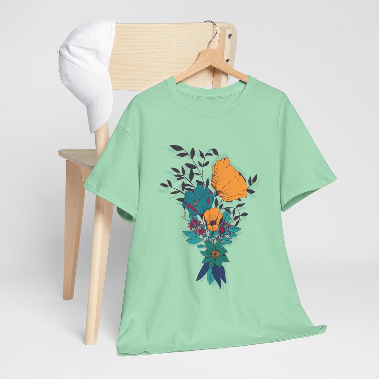 Women’s Heavy Cotton Graphic Tee Stylish Flower Print