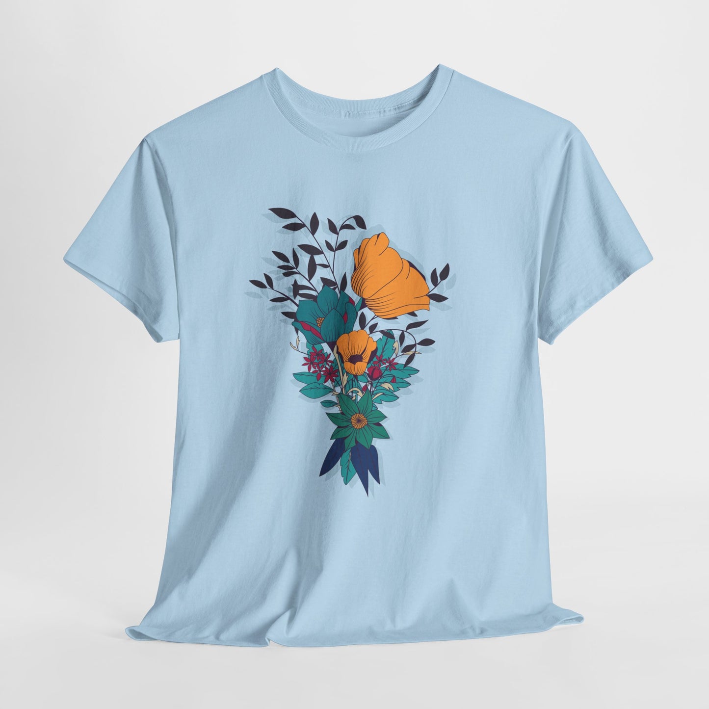 Women’s Heavy Cotton Graphic Tee Stylish Flower Print
