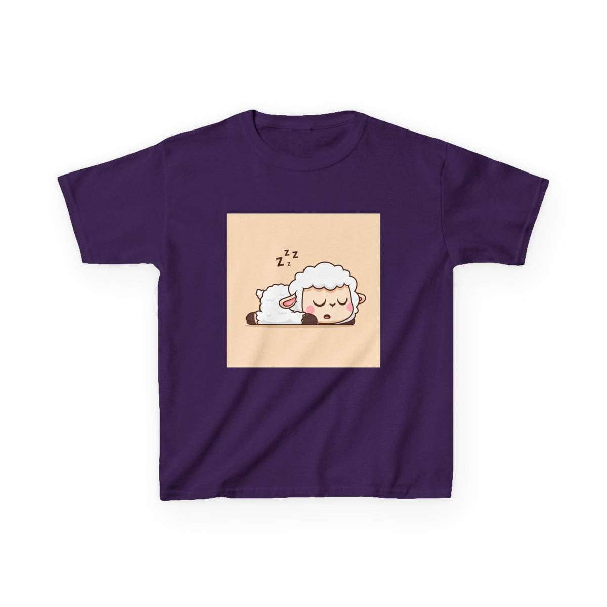Sleeping Sheep Print Kids Heavy Cotton T-Shirt