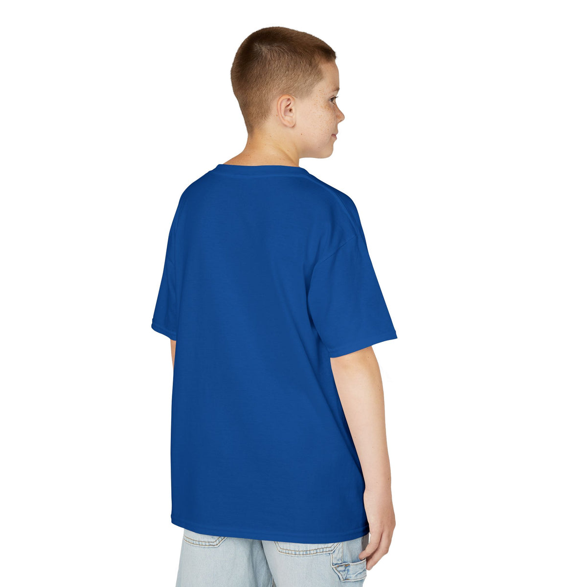 Kids Heavy Cotton Teal T-Shirt with a Graphic Design