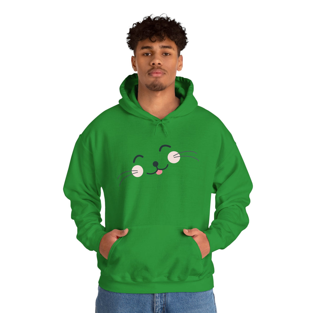 Pink Cozy Unisex Hoodie with Adorable Face Print