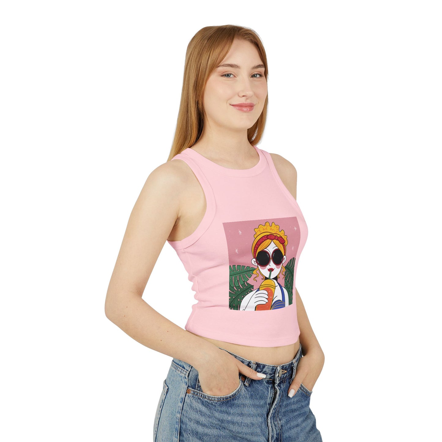 Women’s Chic Racer Tank Top – Casual Summer Crop Top