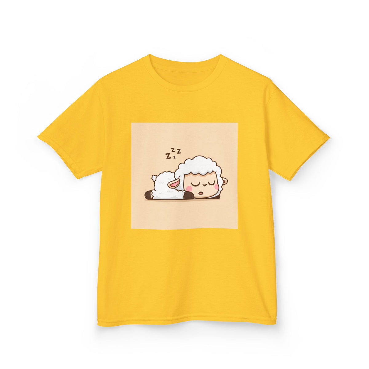 Sleeping Sheep Print Kids Heavy Cotton T-Shirt