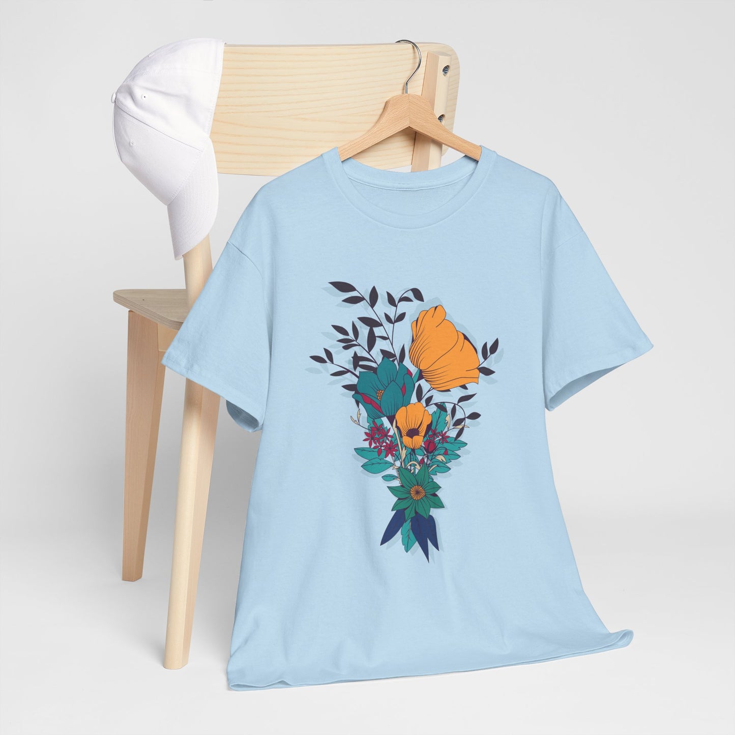 Women’s Heavy Cotton Graphic Tee Stylish Flower Print