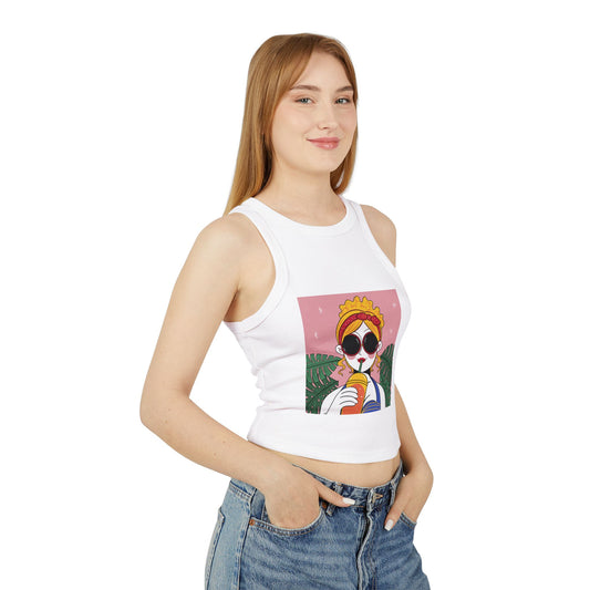 Women’s Chic Racer Tank Top – Casual Summer Crop Top