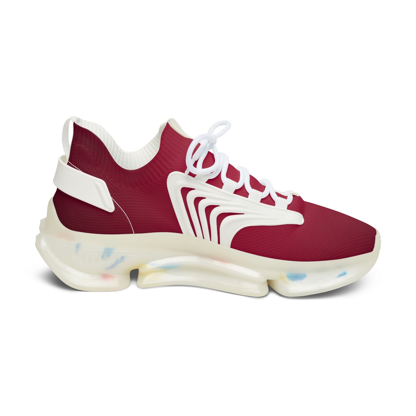 Women's Red Mesh Sneakers with Colorful Sole