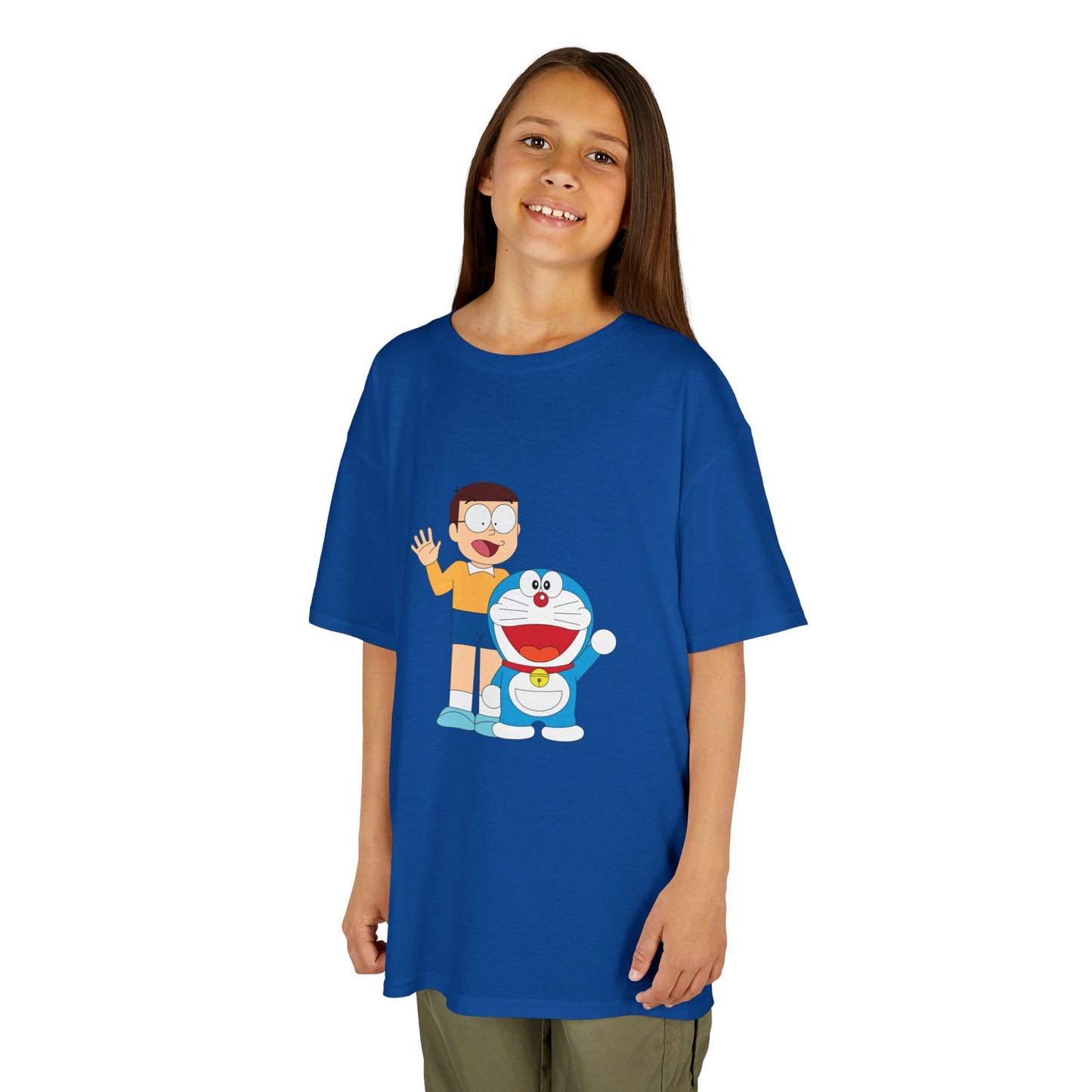 Kids Heavy Cotton Teal T-Shirt with a Graphic Design