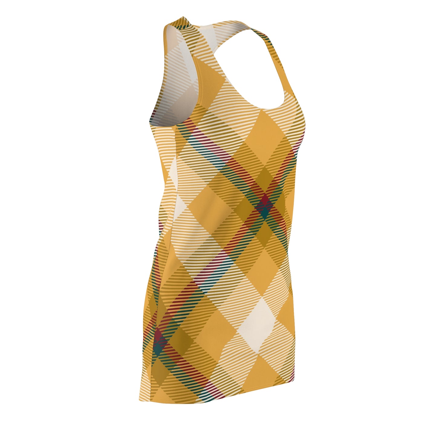Trendy Plaid Racerback Dress – Casual Summer Dress, Athletic & Outdoor Party Wear
