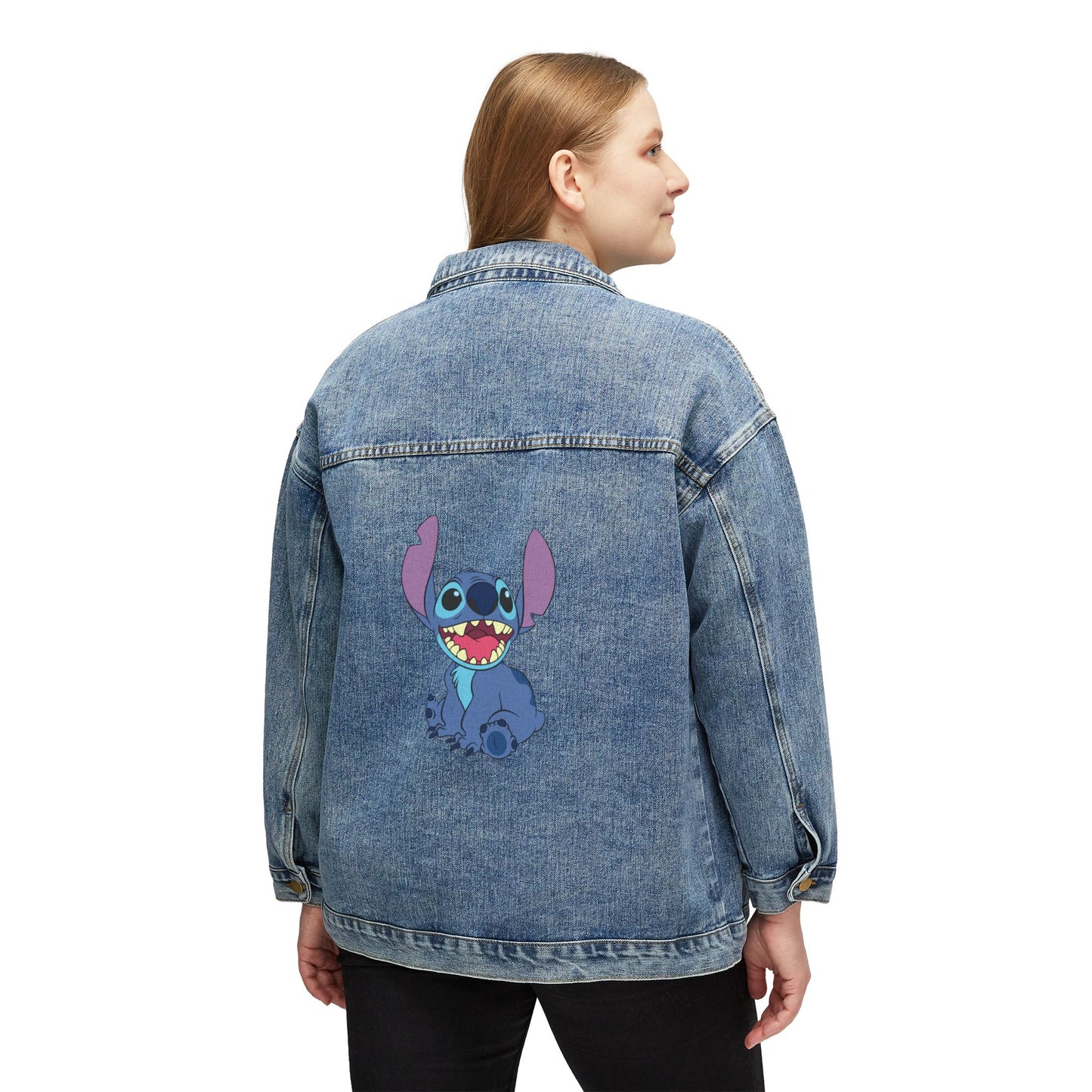 Stitch Women’s Oversized Denim Jacket for Casual Street Style