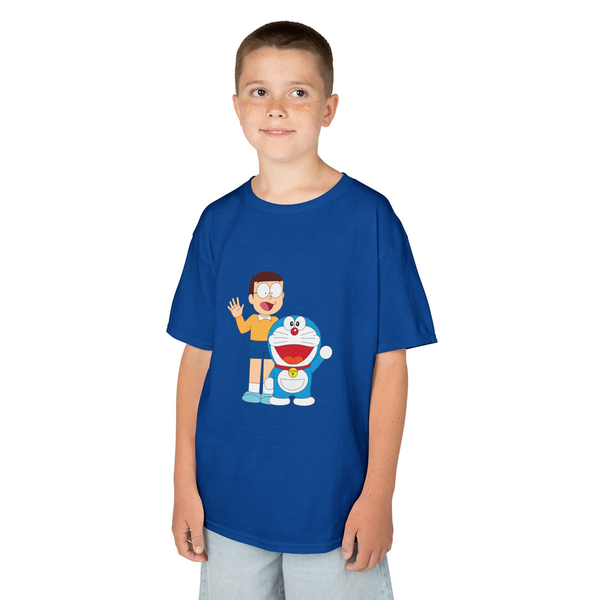 Kids Heavy Cotton Teal T-Shirt with a Graphic Design