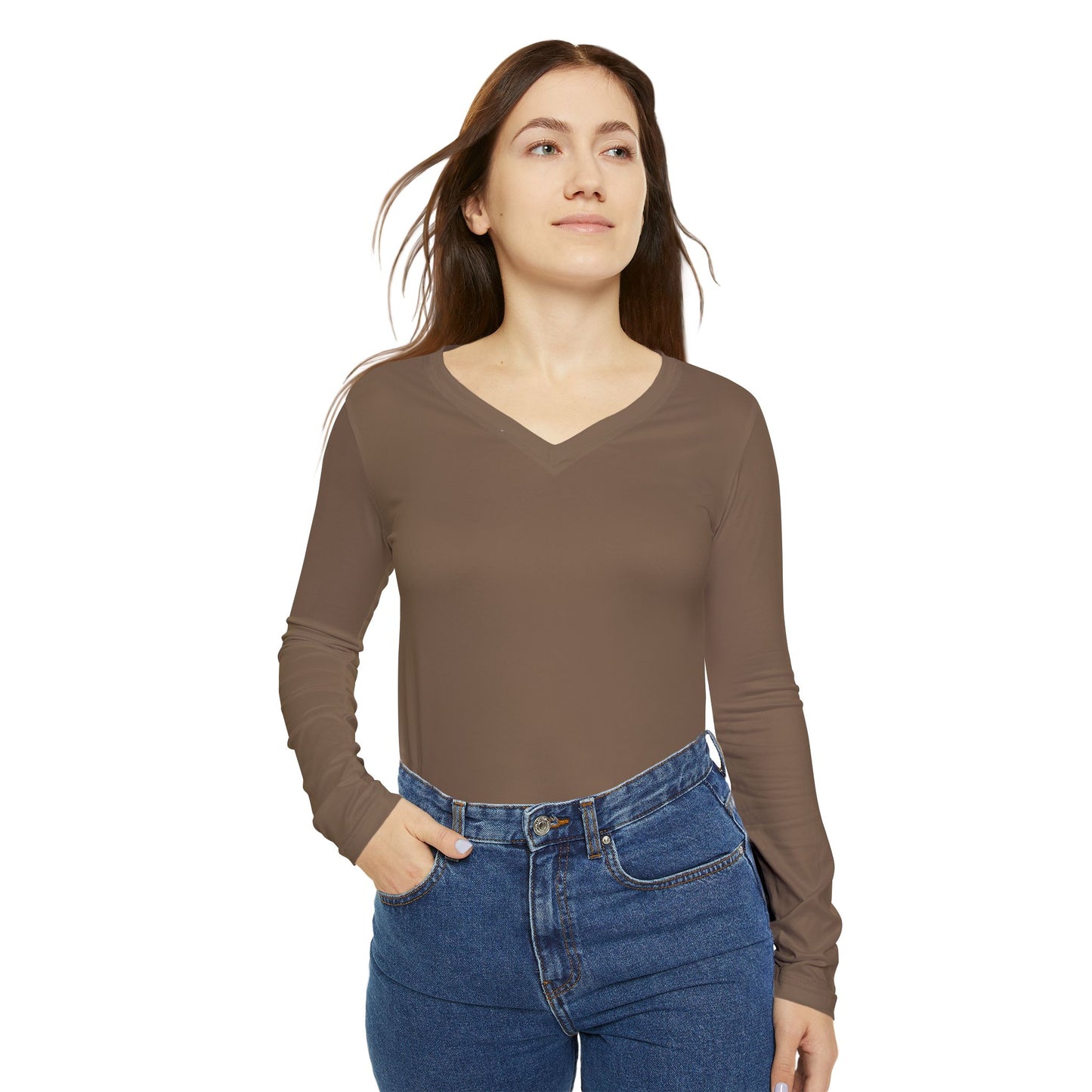 Chic Women's Long Sleeve V-neck Casual Shirt