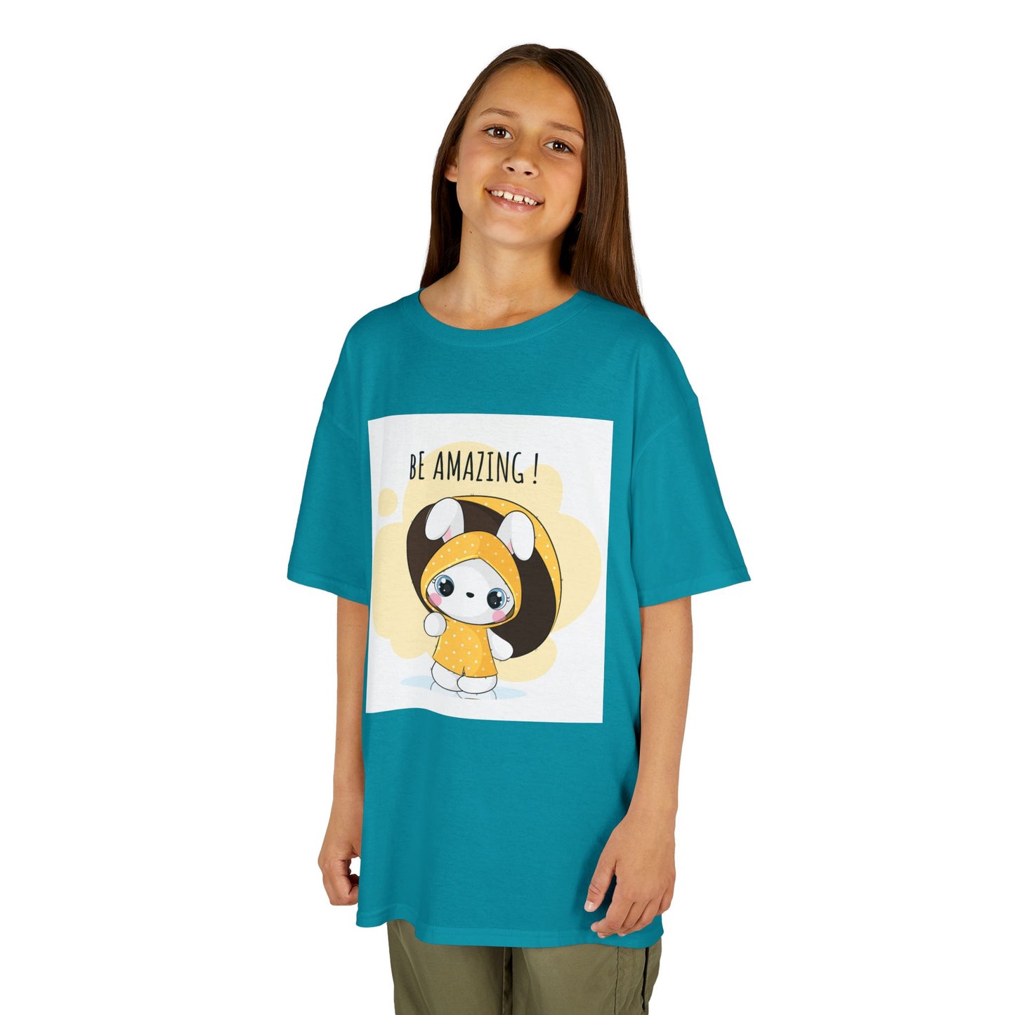 Yellow Kids Heavy Cotton t-shirt with a Cartoon Character