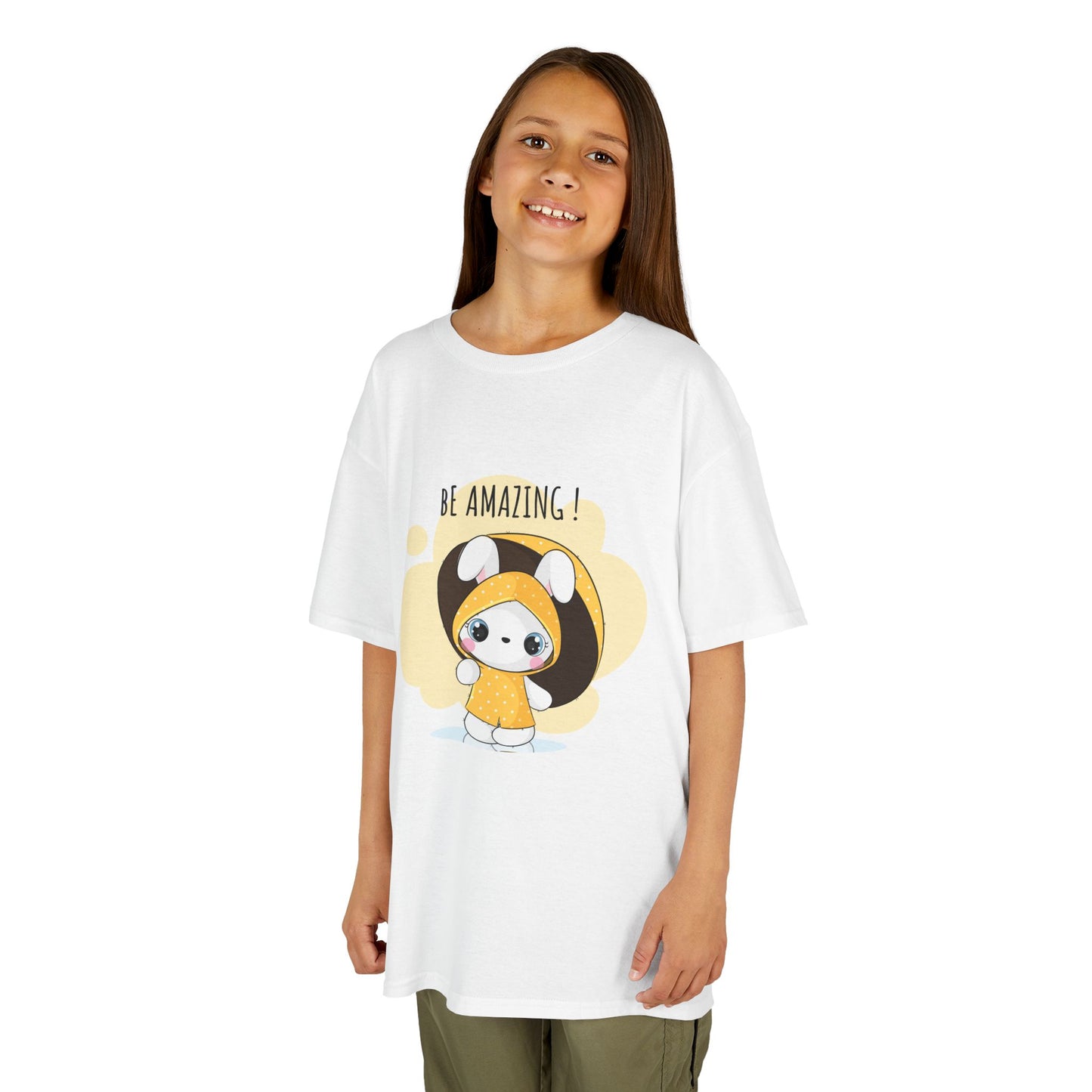 Yellow Kids Heavy Cotton t-shirt with a Cartoon Character