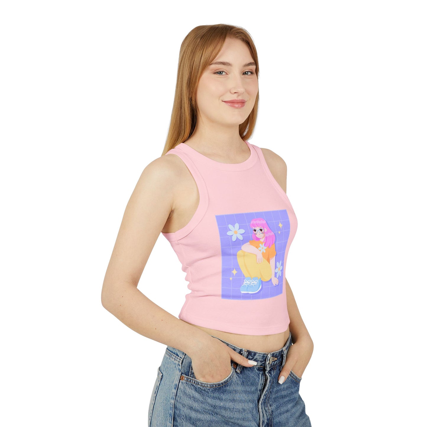 Cute Floral Graphic Tank Top – Women’s Summer Tee