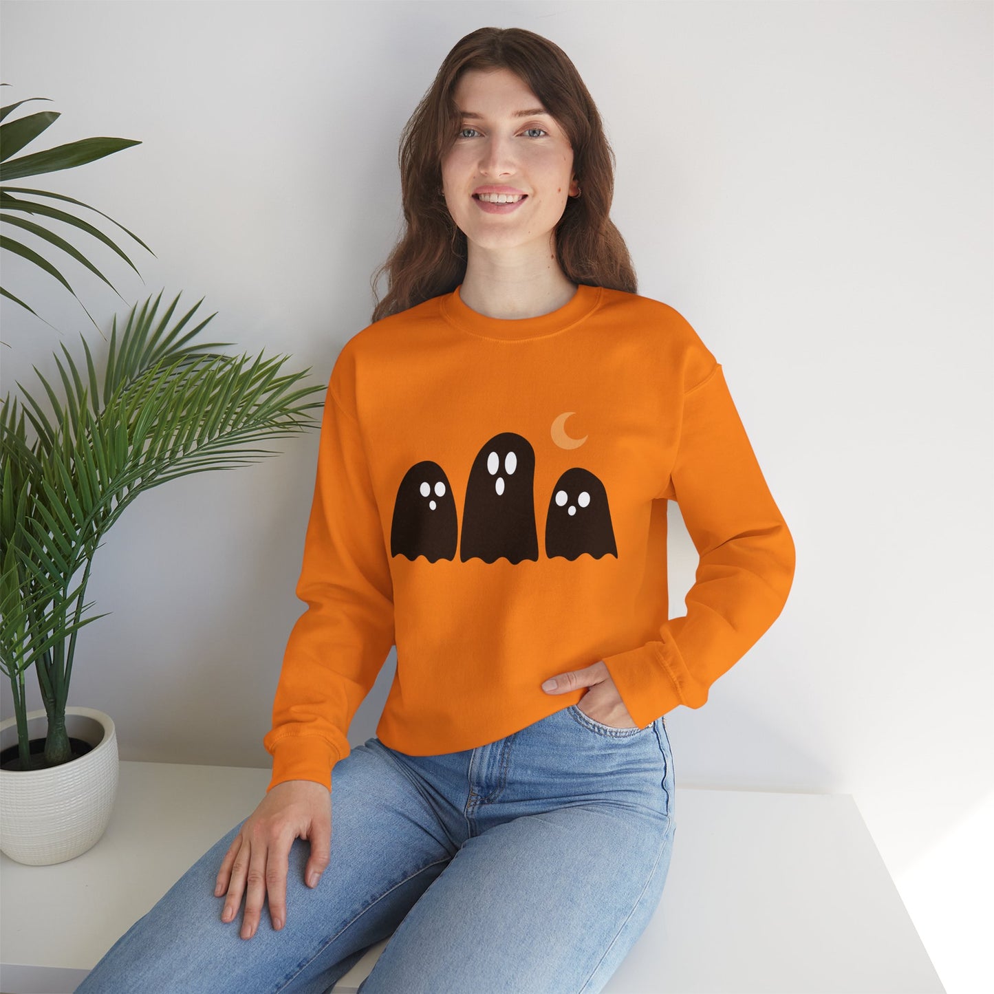Kawaii Ghost Halloween Unisex Crewneck Sweatshirt