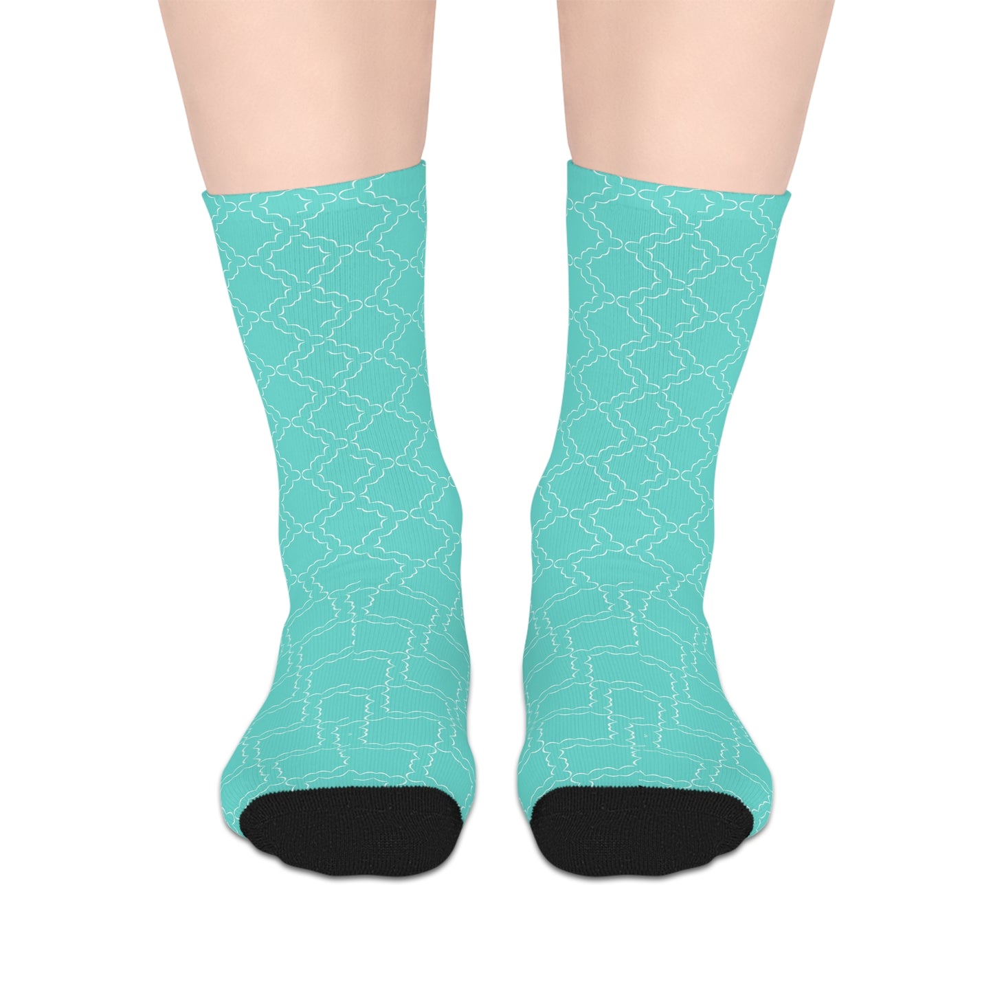 Mid-length Teal Socks with Black Accents