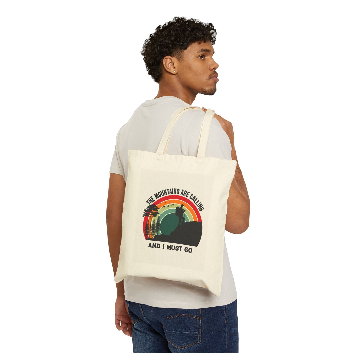 Hiker Sunset Landscape Canvas Tote Bag
