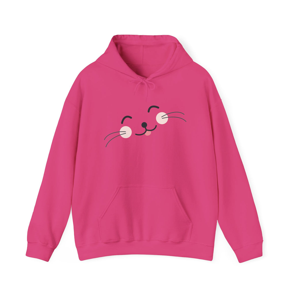 Pink Cozy Unisex Hoodie with Adorable Face Print