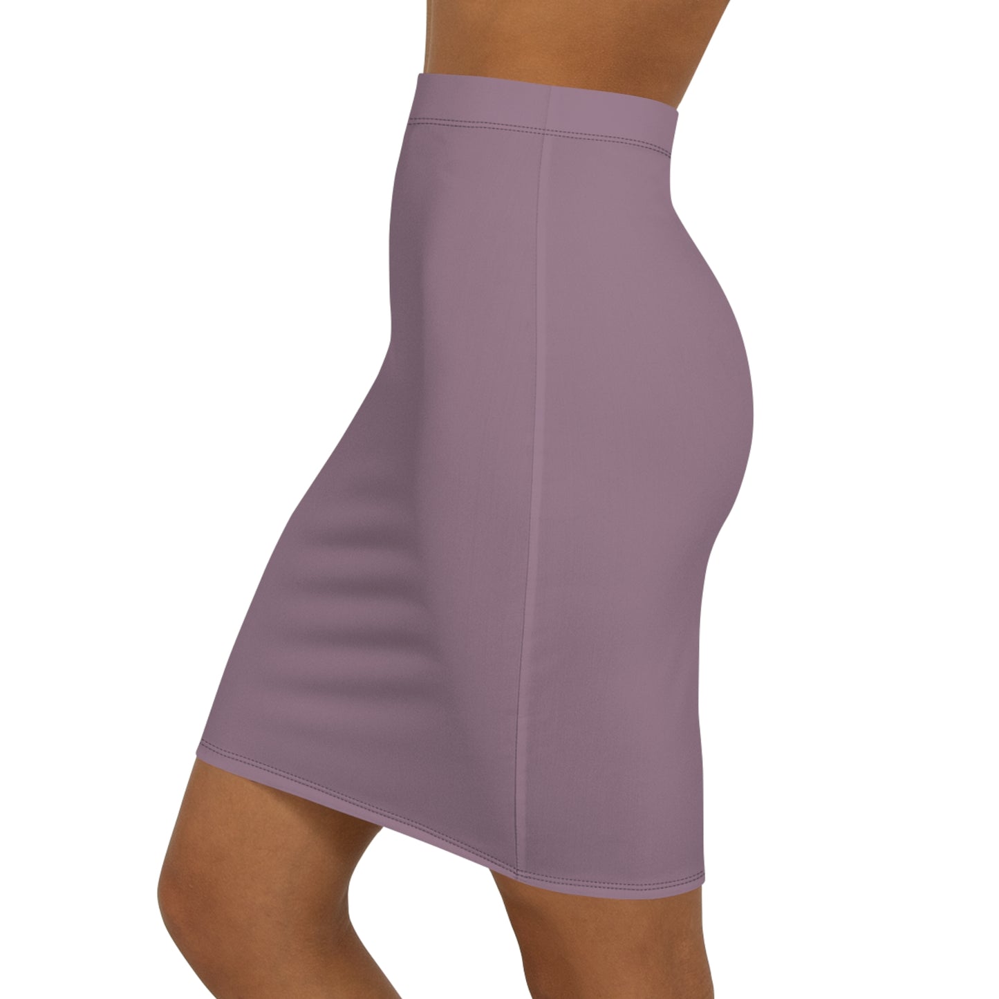 Purple skirt worn by a person on a white background