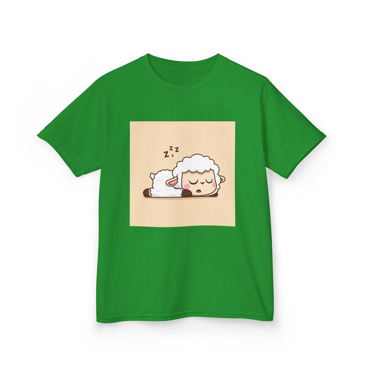 Sleeping Sheep Print Kids Heavy Cotton T-Shirt