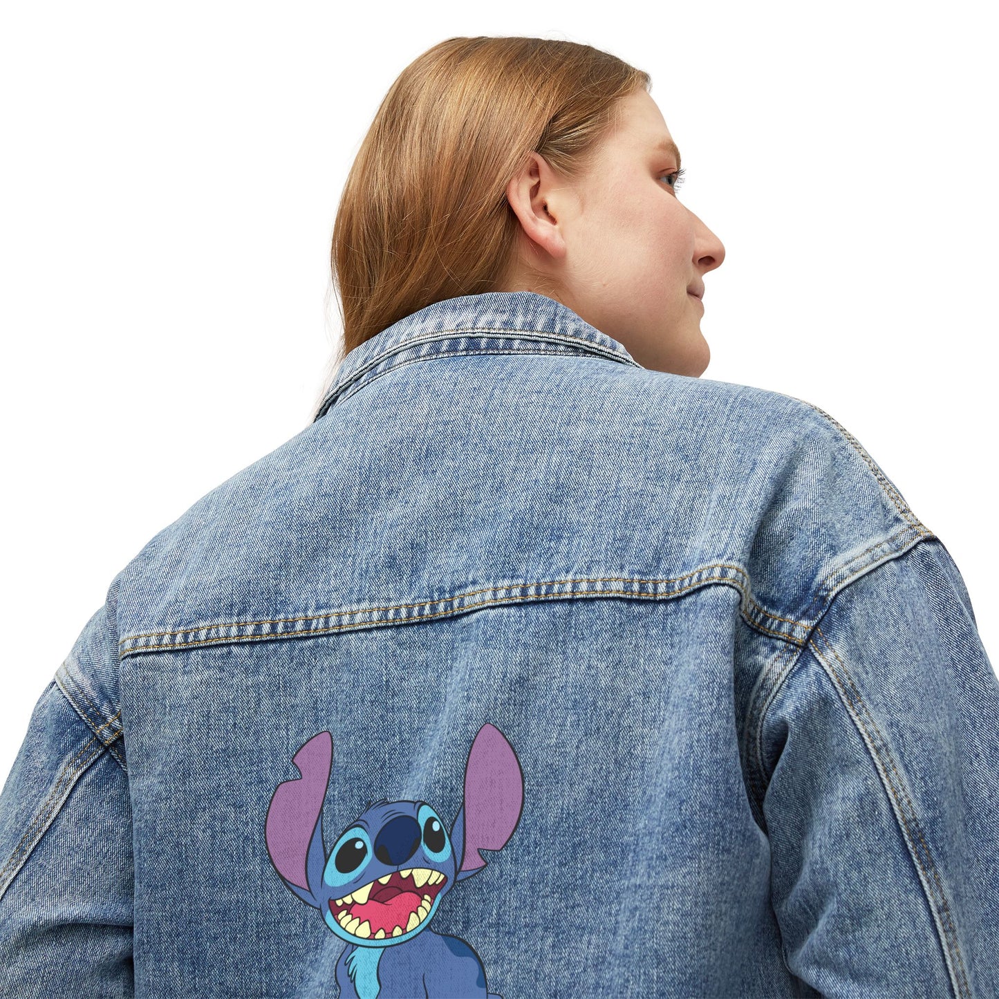 Stitch Women’s Oversized Denim Jacket for Casual Street Style