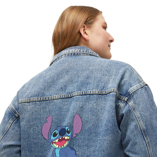 Stitch Women’s Oversized Denim Jacket for Casual Street Style