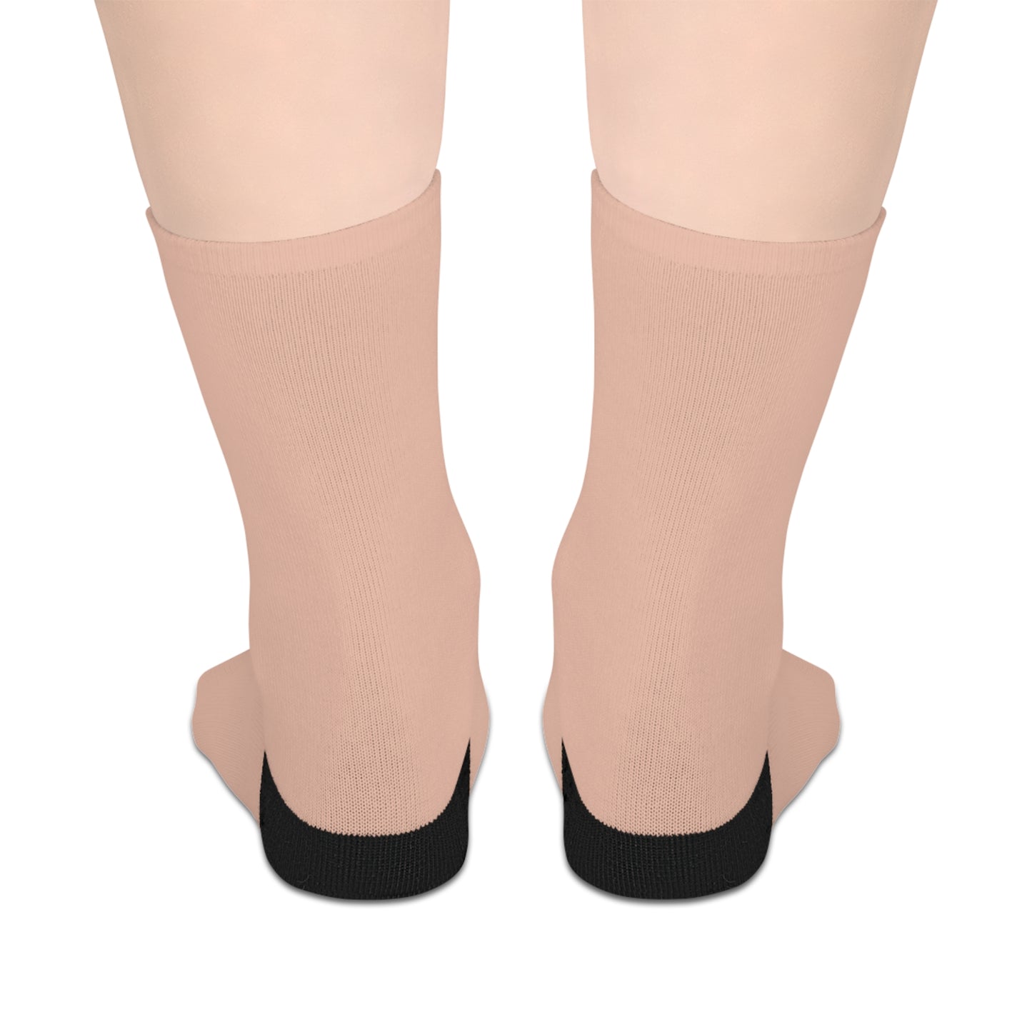 Mid-length Beige Socks with Black Toes