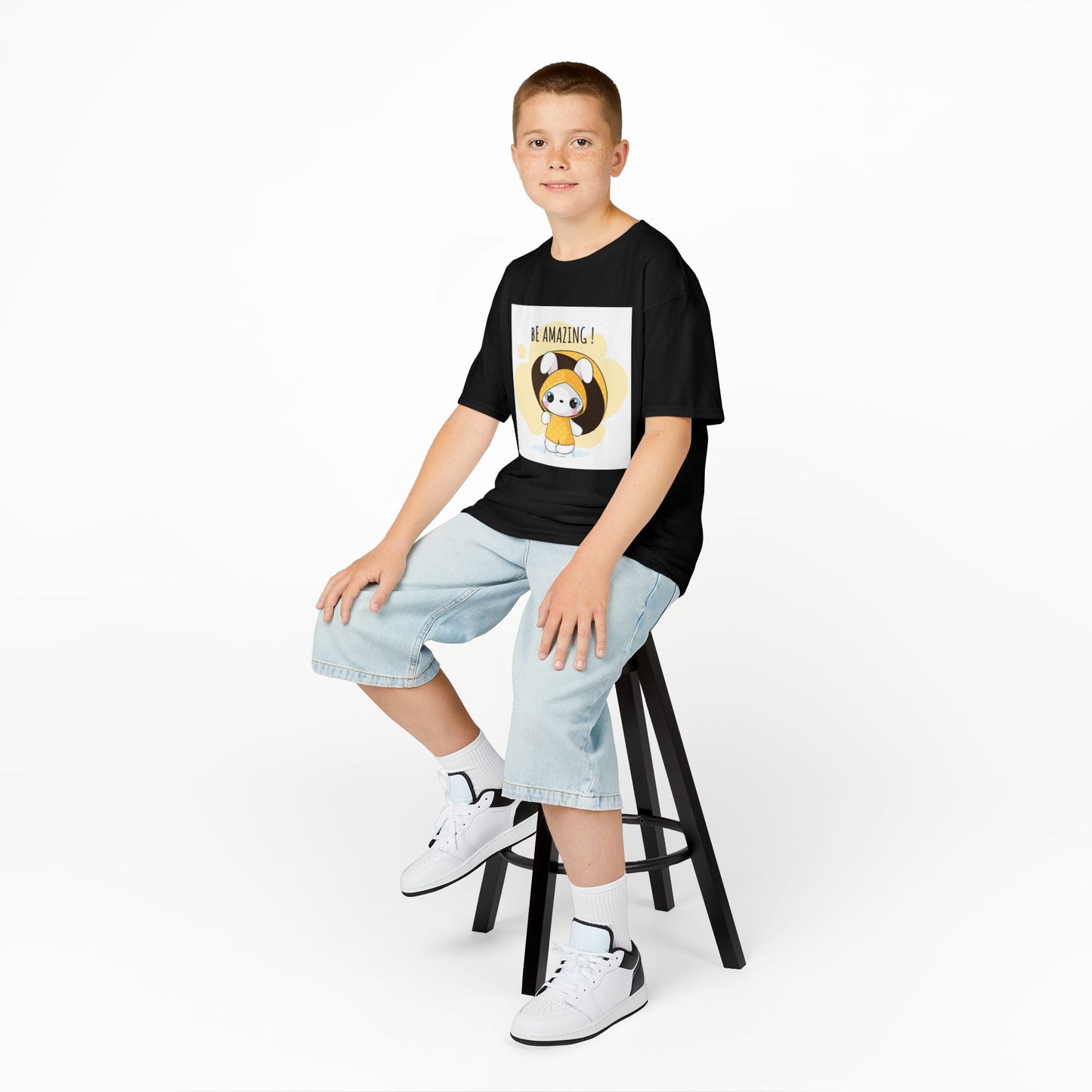 Yellow Kids Heavy Cotton t-shirt with a Cartoon Character
