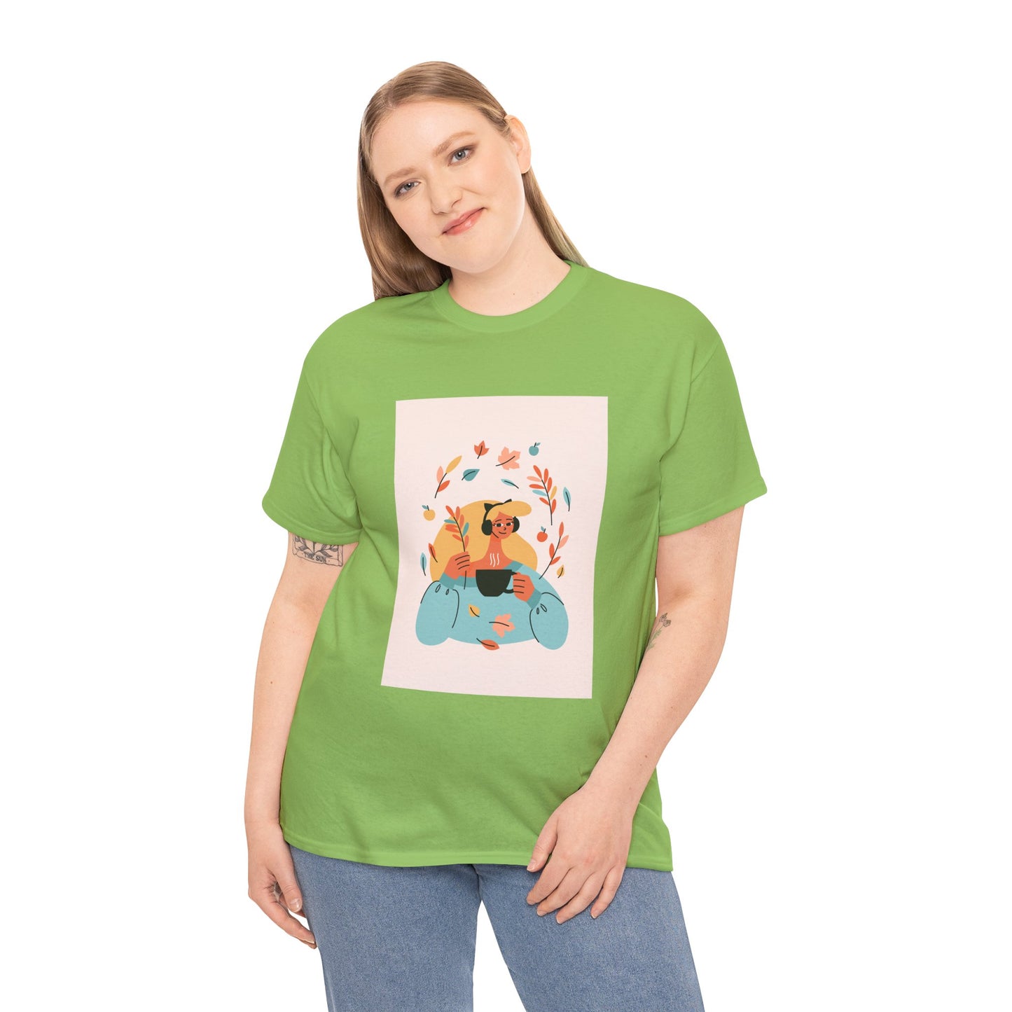 Unisex Cozy Bear Illustration Heavy Cotton T-Shirt