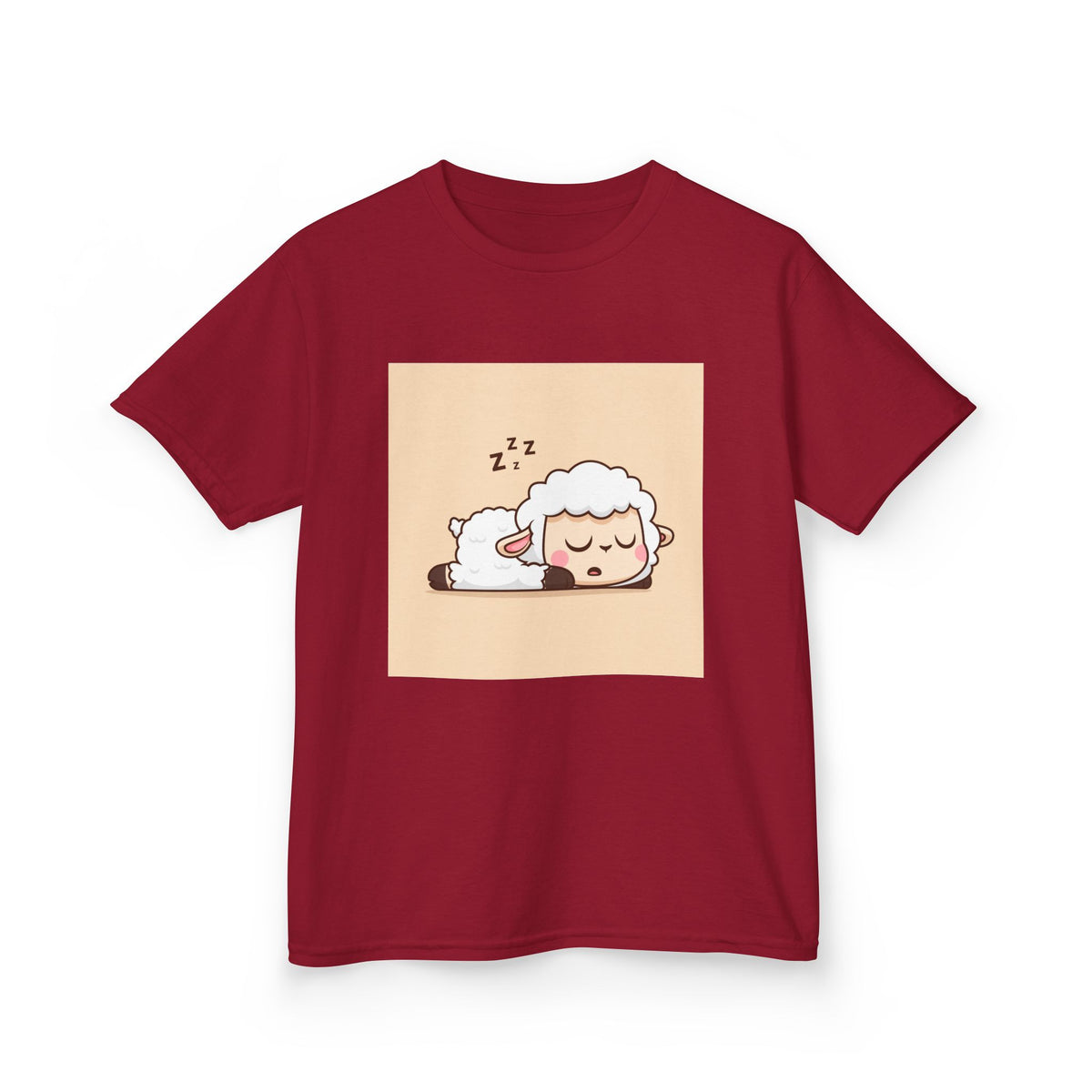 Sleeping Sheep Print Kids Heavy Cotton T-Shirt