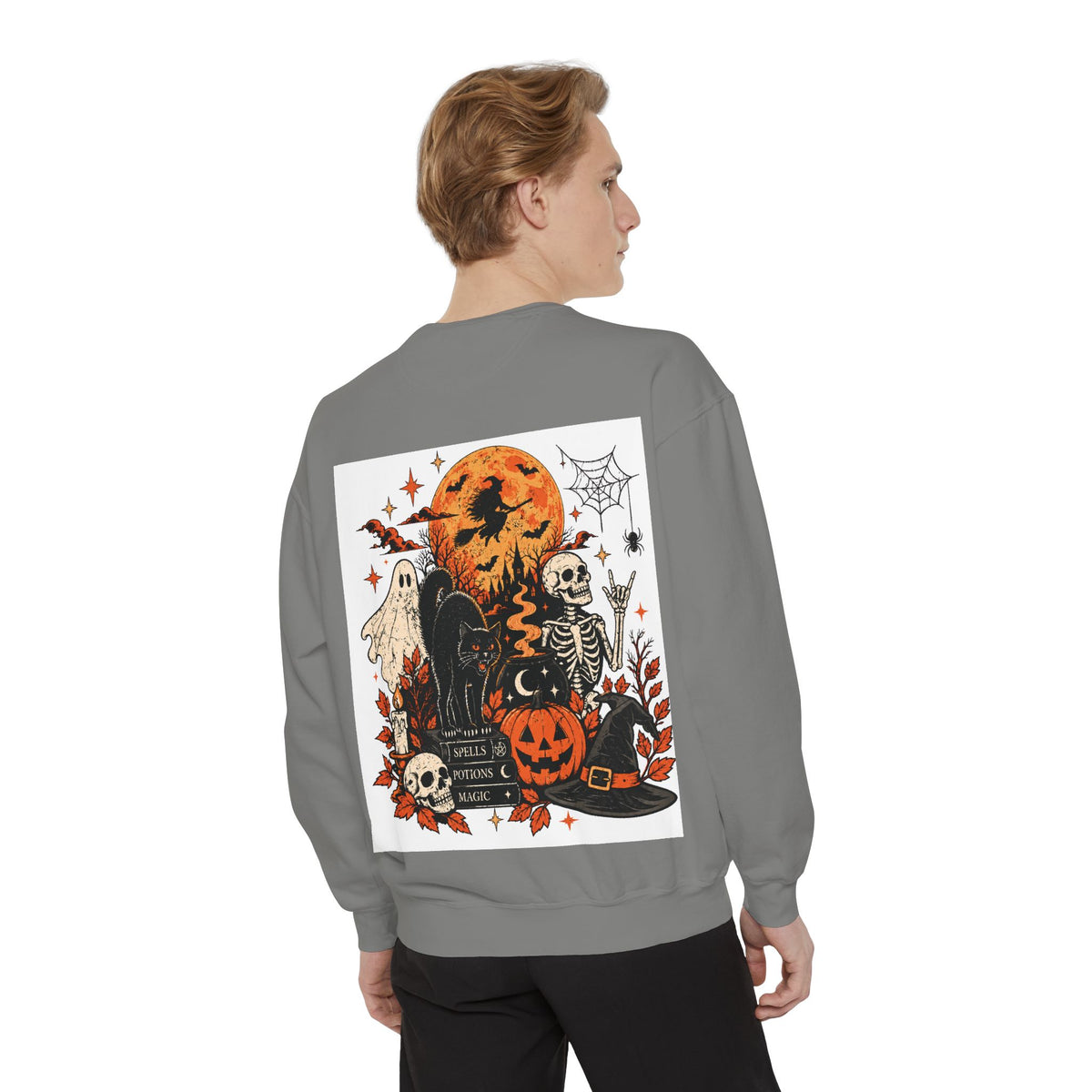 Halloween Vintage Pumpkin Ghosts and Skeletons Sweatshirt