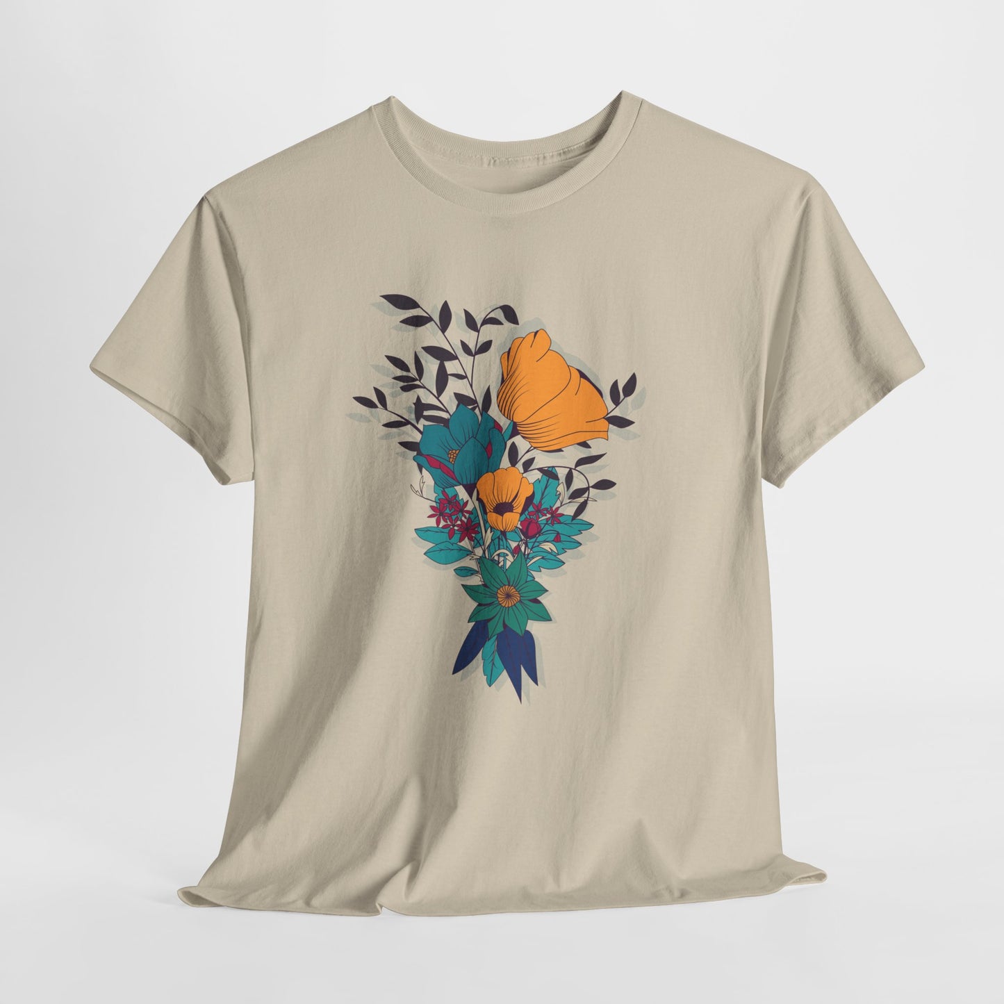 Women’s Heavy Cotton Graphic Tee Stylish Flower Print