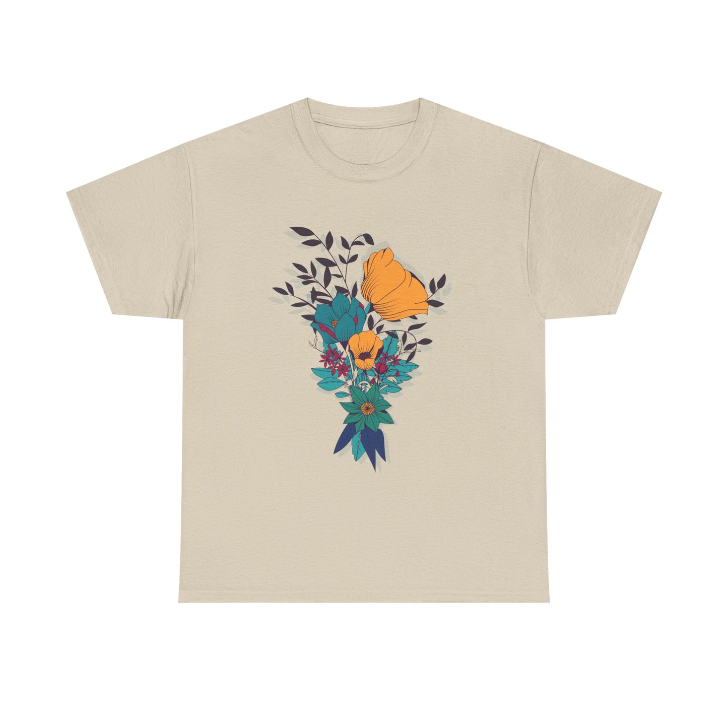 Women’s Heavy Cotton Graphic Tee Stylish Flower Print
