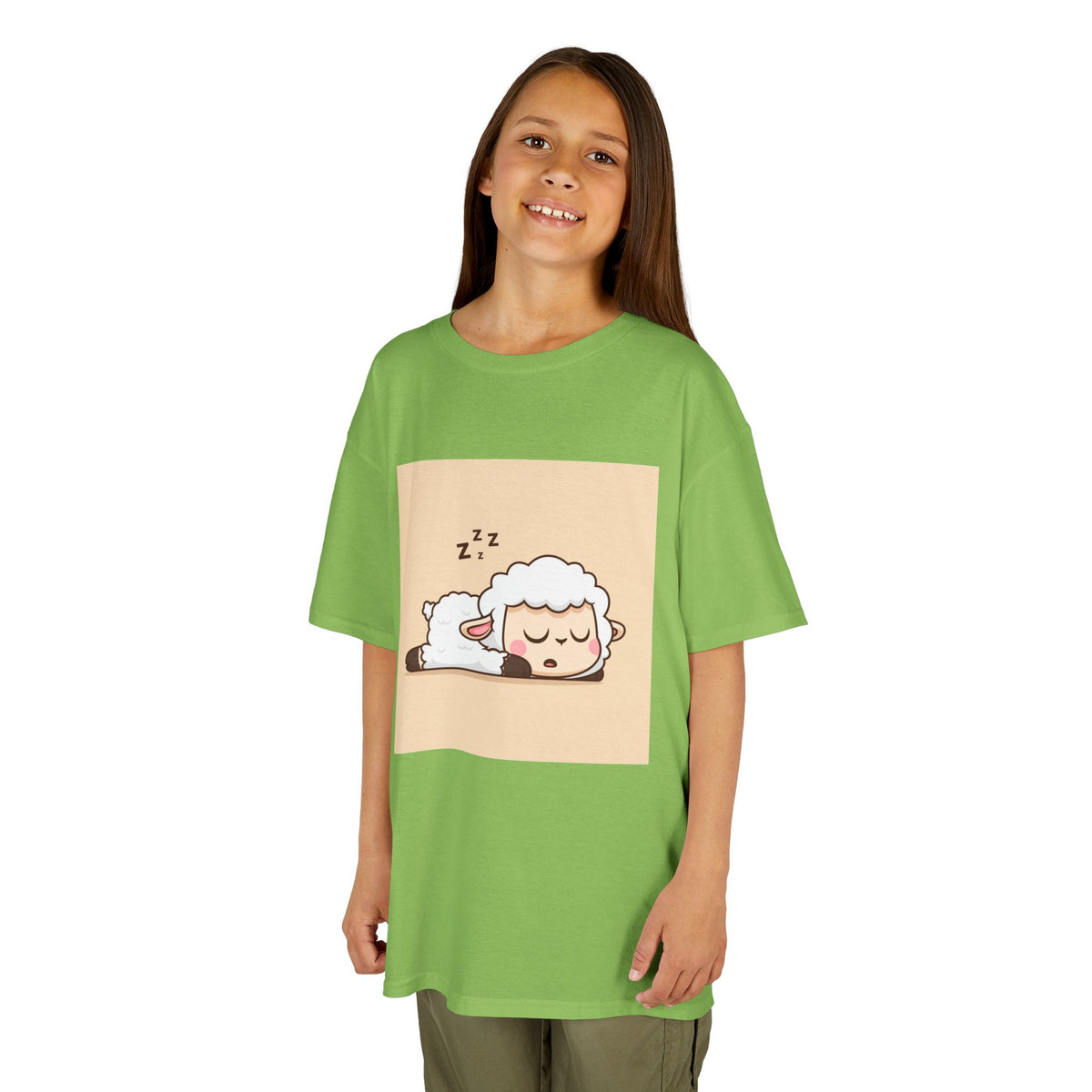 Sleeping Sheep Print Kids Heavy Cotton T-Shirt