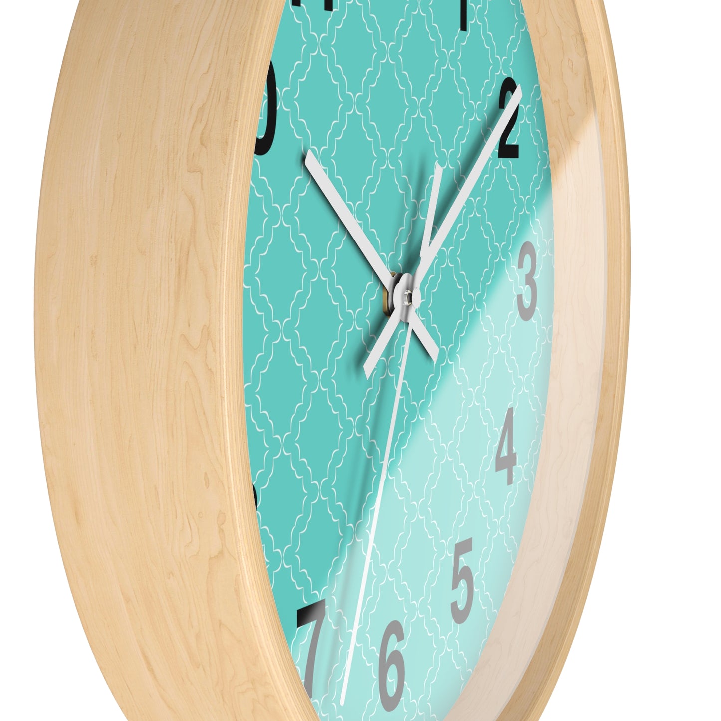 Wall Clock with Turquoise Face and Black Frame