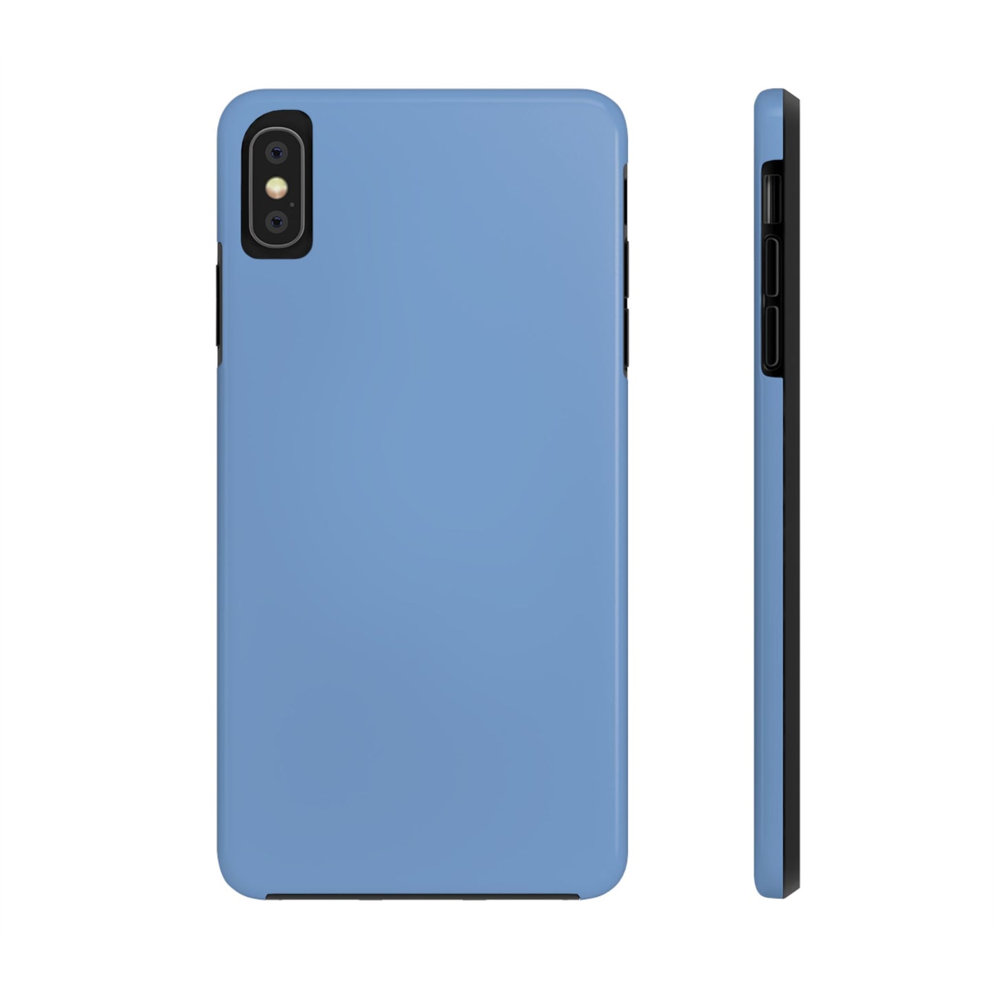 Blue phone case with a plain design on a white background