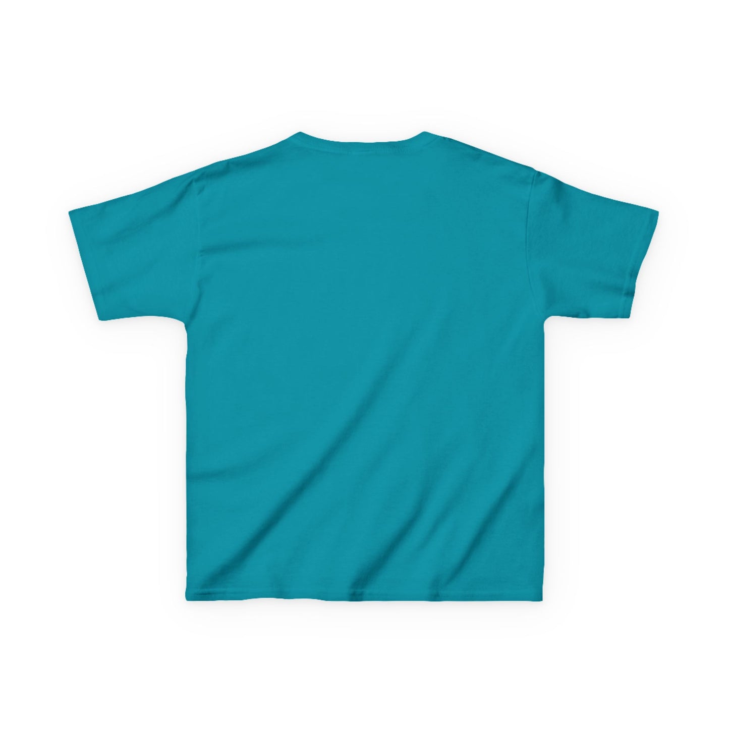 Kids Heavy Cotton Teal T-Shirt with a Graphic Design