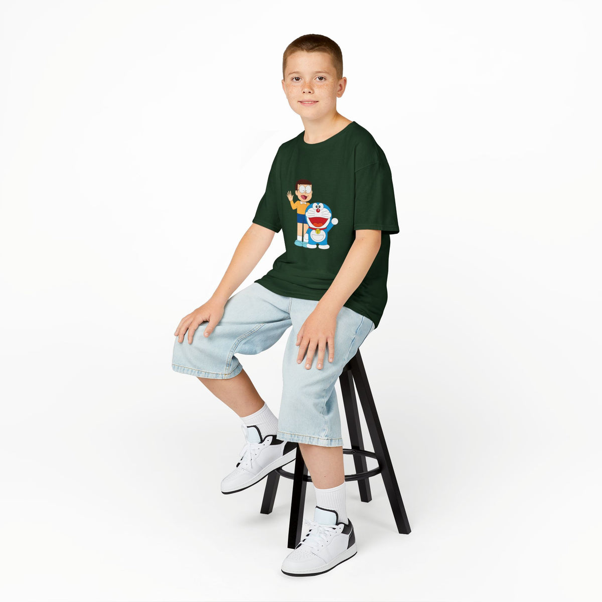 Kids Heavy Cotton Teal T-Shirt with a Graphic Design