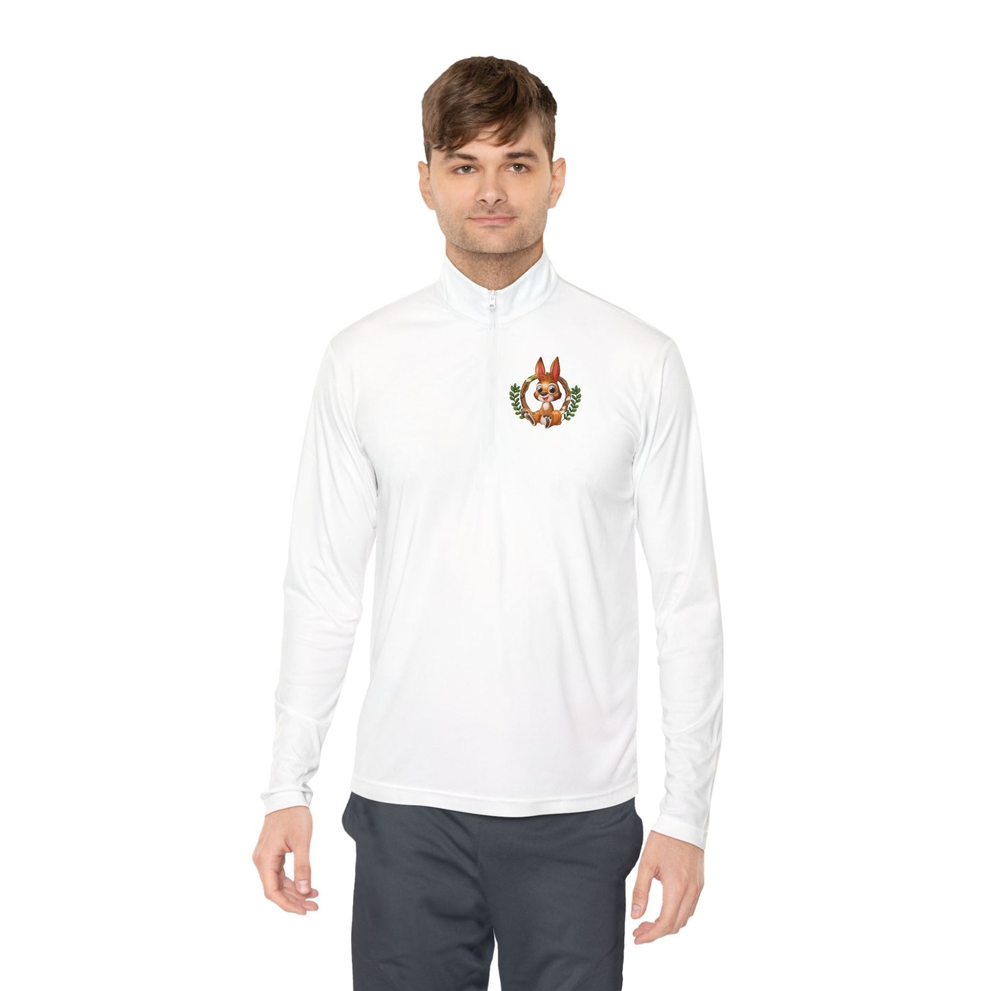Classic Black Unisex Quarter-Zip Pullover with Crest Detail
