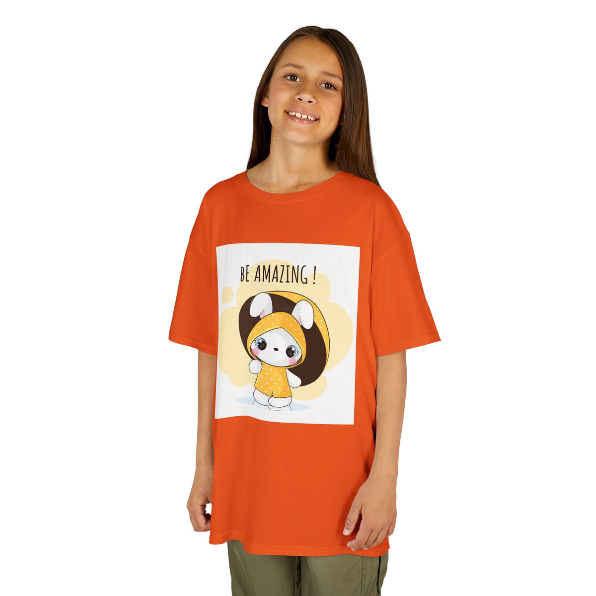 Yellow Kids Heavy Cotton t-shirt with a Cartoon Character
