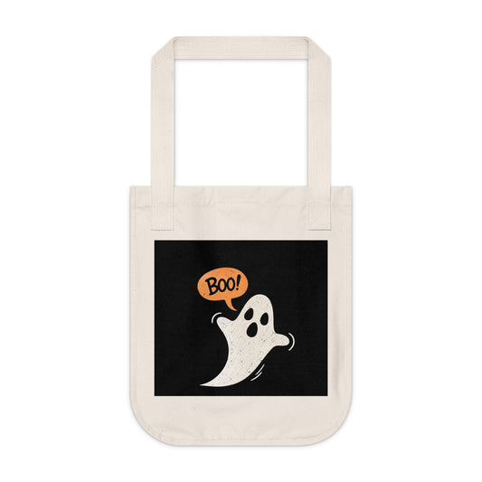 Boo Ghost Halloween Organic Canvas Tote Bag