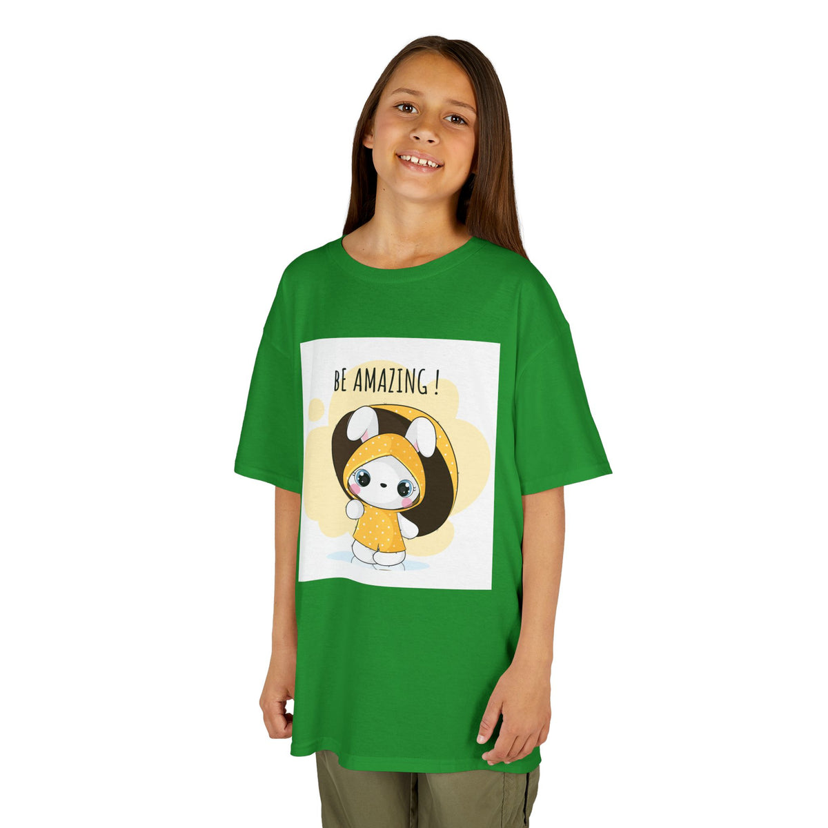 Yellow Kids Heavy Cotton t-shirt with a Cartoon Character