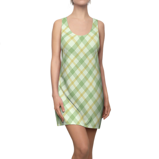 Spring Vibe Women's Racerback Dress – Casual Plaid Summer Dress