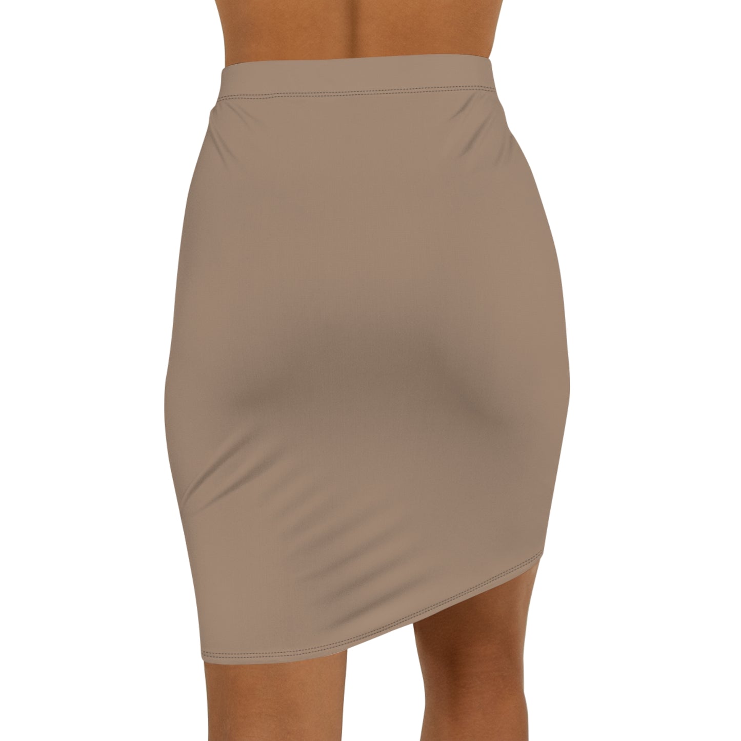 Beige Mid-Waist Pencil Skirt for Women