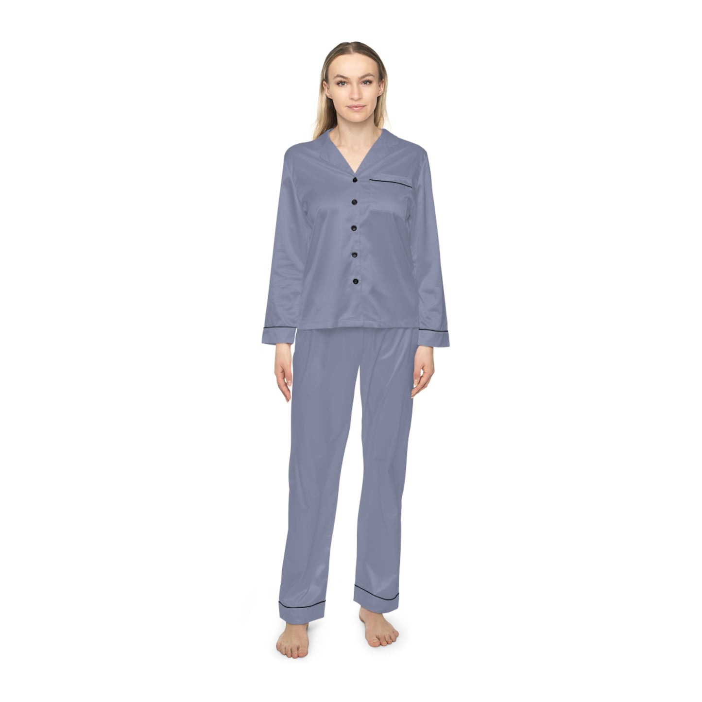 Light Blue Women’s Satin Pajama Set for Cozy Nightwear
