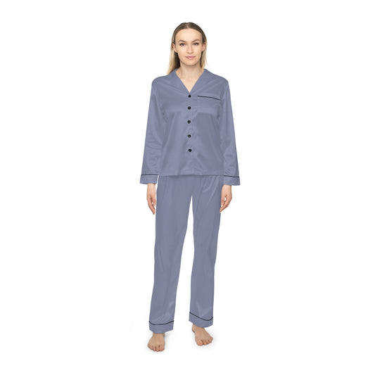 Light Blue Women’s Satin Pajama Set for Cozy Nightwear
