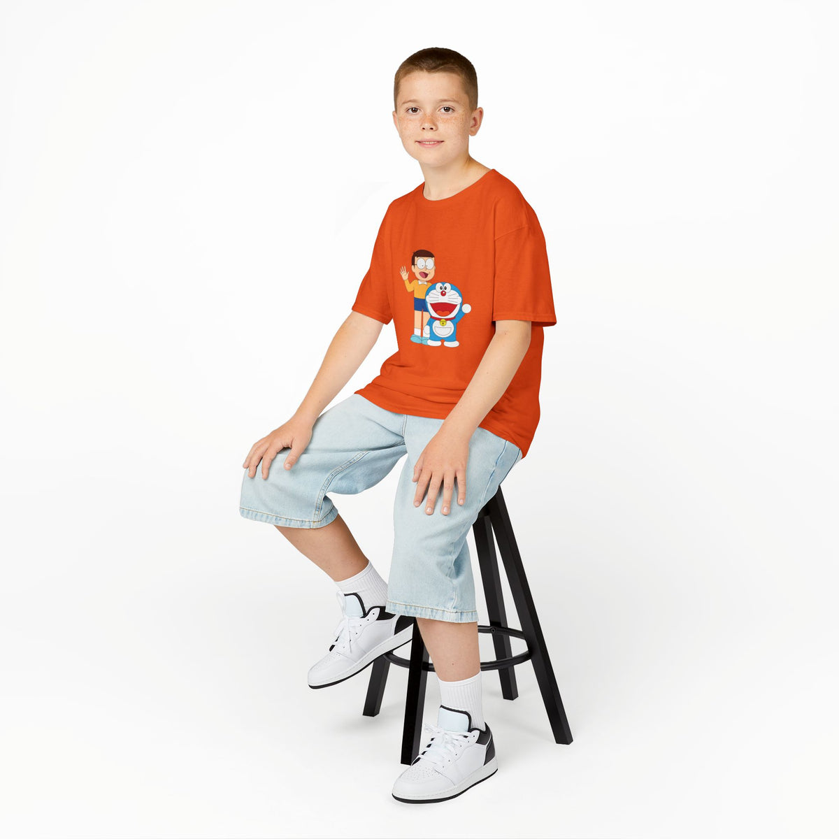 Kids Heavy Cotton Teal T-Shirt with a Graphic Design