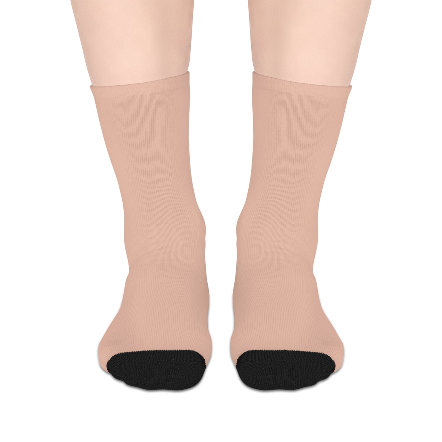 Mid-length Beige Socks with Black Toes
