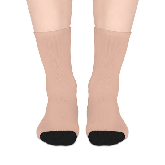 Mid-length Beige Socks with Black Toes