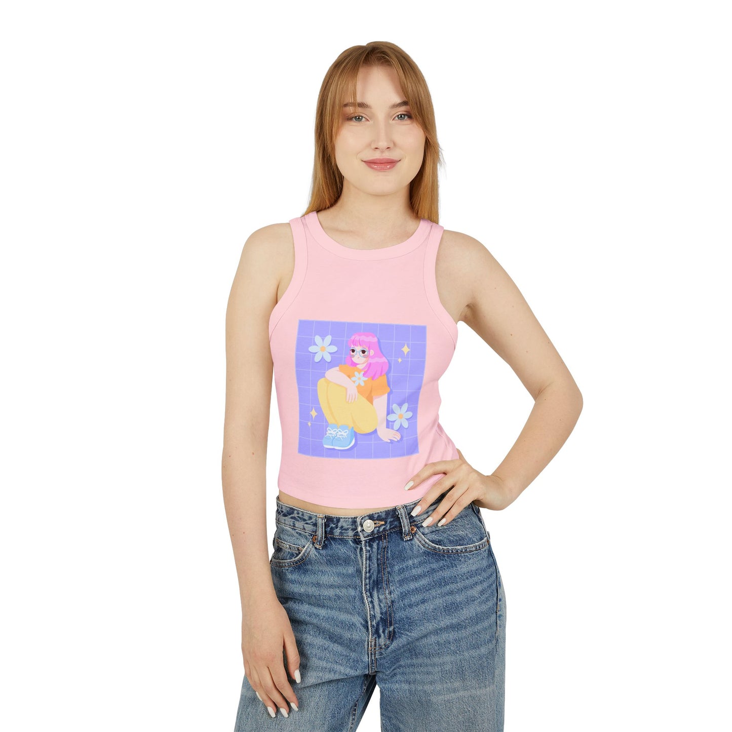 Cute Floral Graphic Tank Top – Women’s Summer Tee